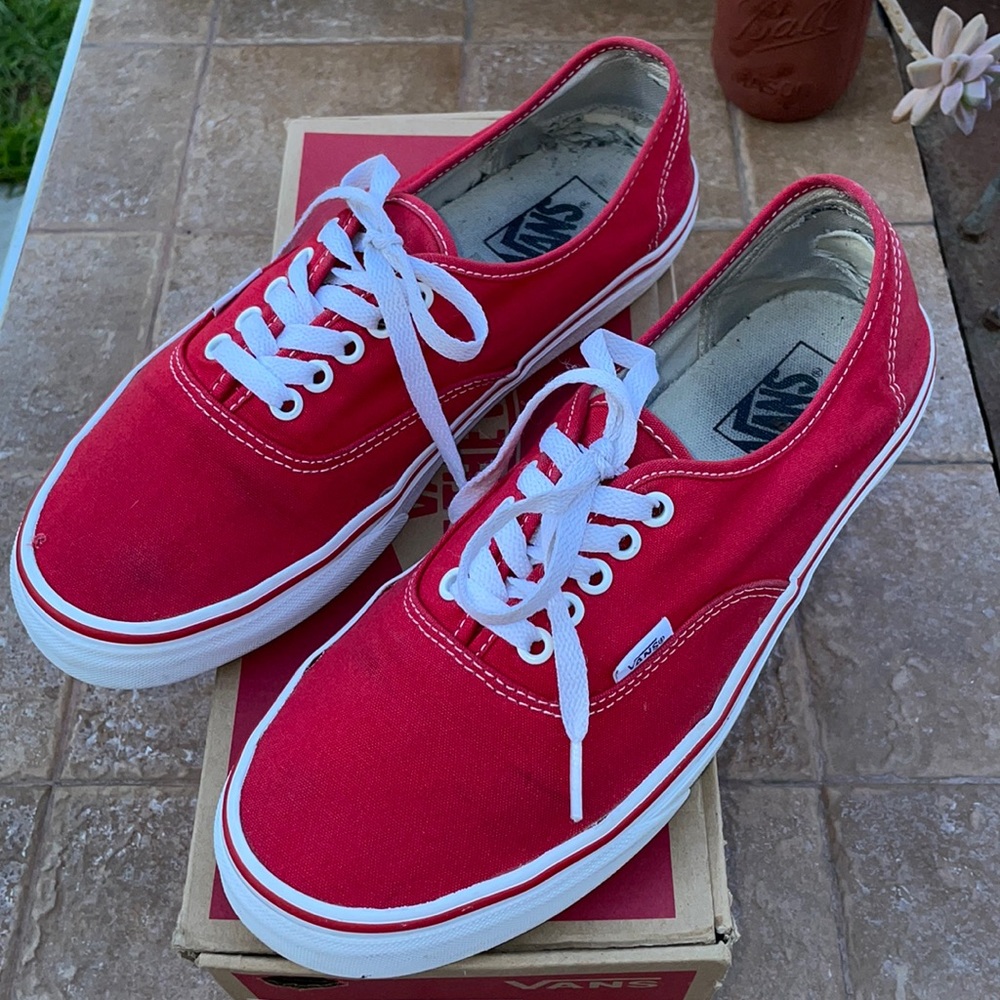 Red vans with laces